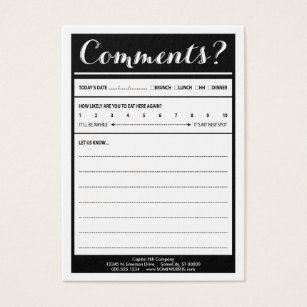 restaurant comments card template