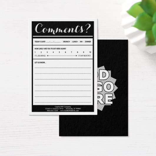 restaurant comment card with logo (Desk)