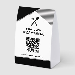 Restaurant Contactless QR Code Black Menu Paper Table Tent
