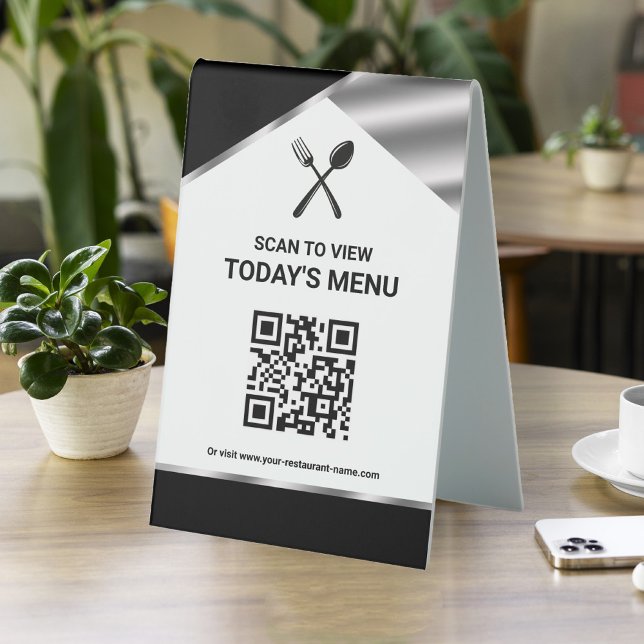 Restaurant Contactless QR Code Black Menu Table Tent (Creator Uploaded)