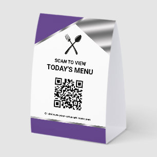 Restaurant Contactless QR Code Purple Menu Paper Table Tent