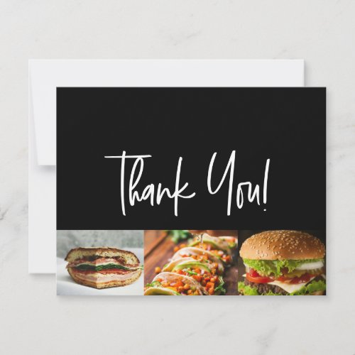 Restaurant Custom logo Photos Offer message Insert Thank You Card