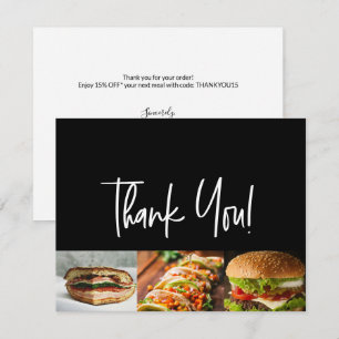 Restaurant Custom logo Photos Offer message Insert Thank You Card