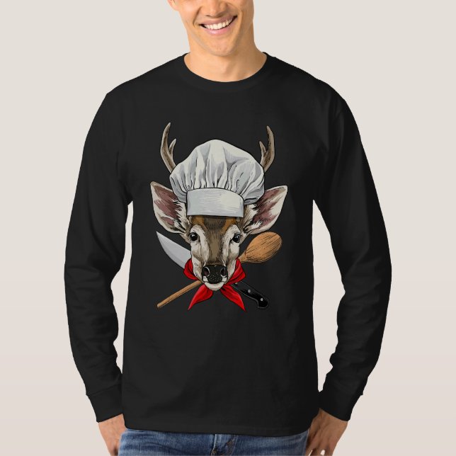 Restaurant Deer Chef Kitchen Cook Culinary Animal  T-Shirt (Front)