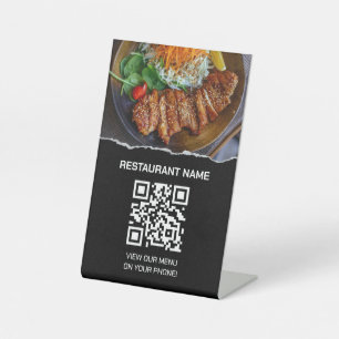 Restaurant Digital Menu QR Code Pedestal Sign