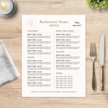 Restaurant Dining Meals Beverages Beige Minimalist