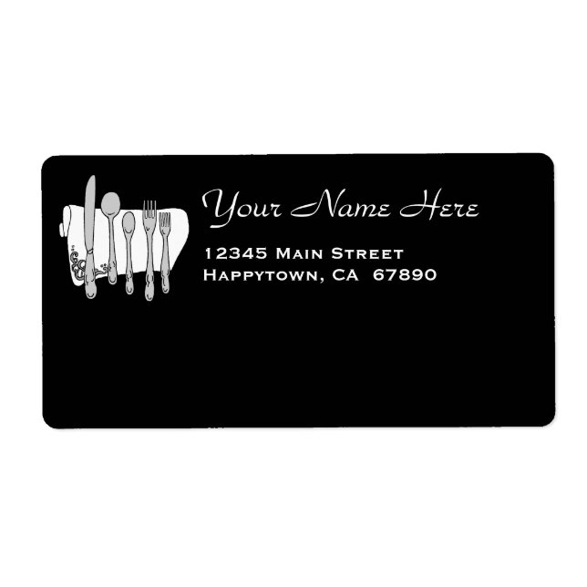 Restaurant Dinnerware on Black Custom Template Label (Front)