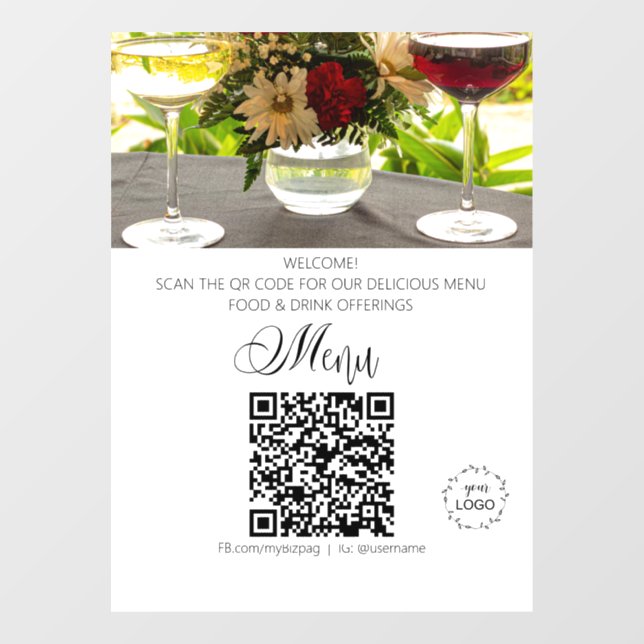 *~* Restaurant Easter Upload Logo QR  Window Cling (Sheet)