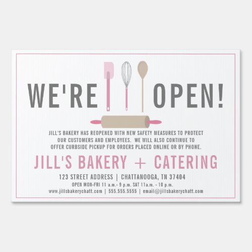 Restaurant Food Business Pink Kitchen Bakery Open Sign