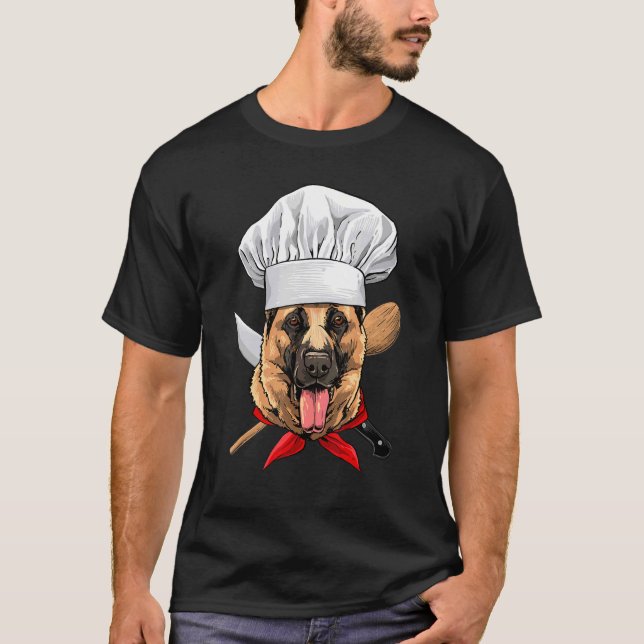 Restaurant German Shepherd Chef Cook Kitchen Cooki T-Shirt (Front)