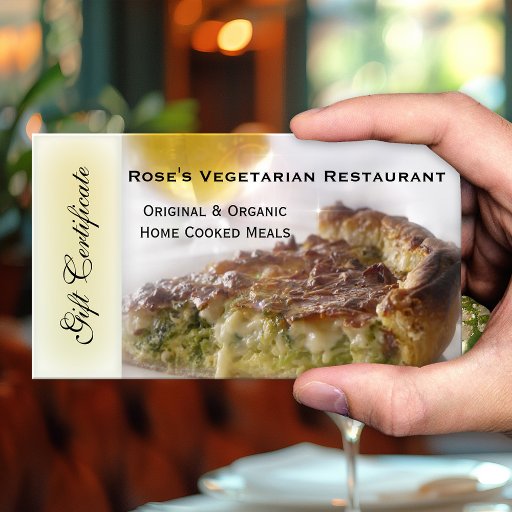 Customizable Restaurant Gift Certificate or Gift Voucher Business Card