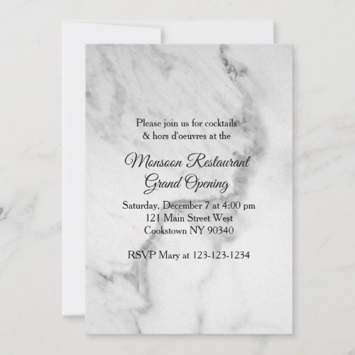 Restaurant Grand Opening marble Invitation