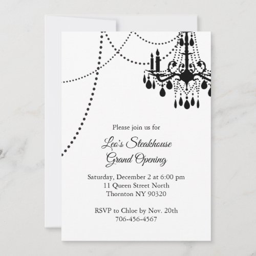 Restaurant Grand Opening with Chandelier Invitation