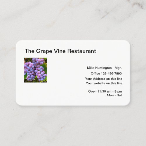 Restaurant Grape Vine Theme Business Card