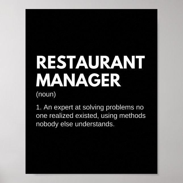 Restaurant Manager Funny Definition Poster (Front)