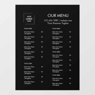Restaurant Menu Custom Black Logo Cafe Window Cling