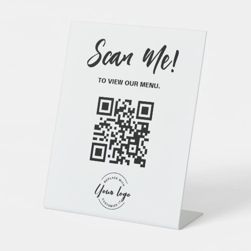 Restaurant Menu Custom QR code Scan Me Logo Pedestal Sign
