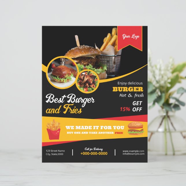 Restaurant Menu Flyer Template (Standing Front)