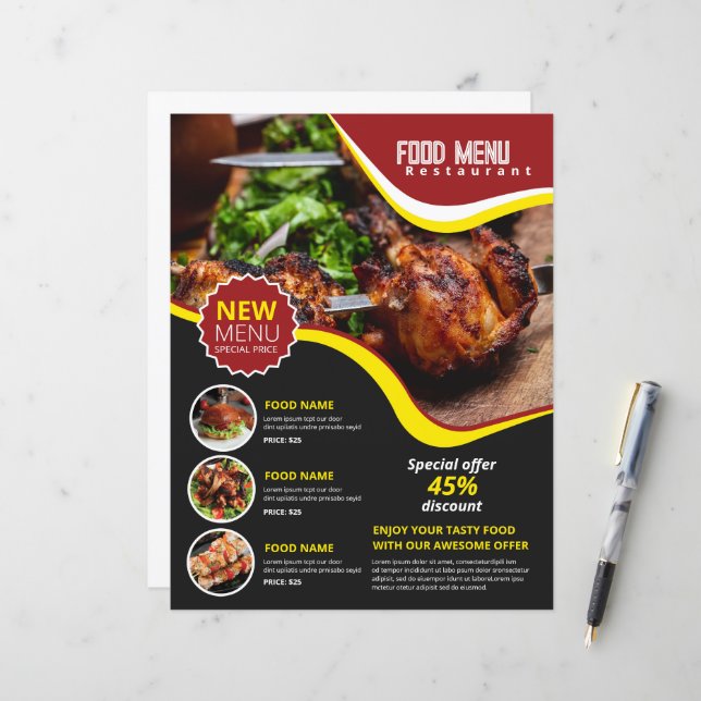 Restaurant Menu | Food Menu Flyer (Front/Back In Situ)