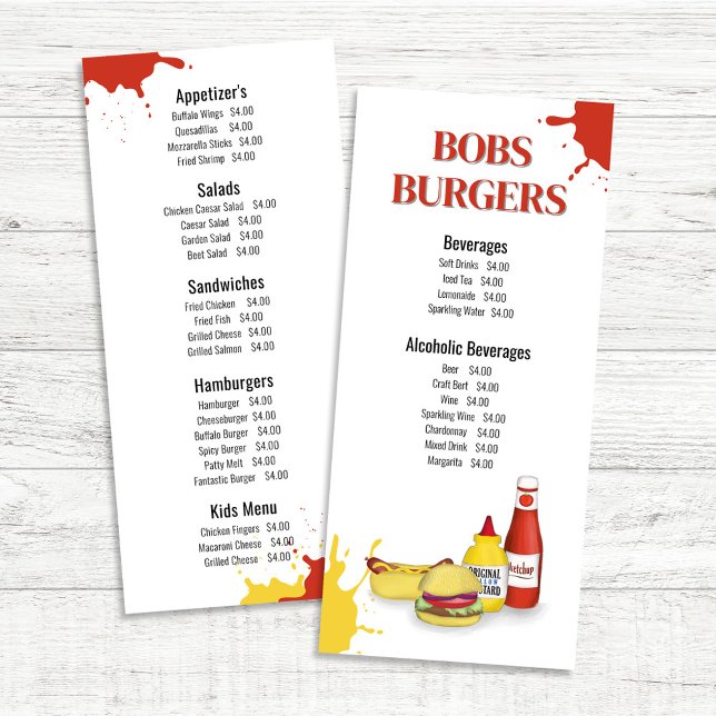 Restaurant Menu Hamburger Hot Dog (Restaurant menu list with hamburgers and hot dogs.)