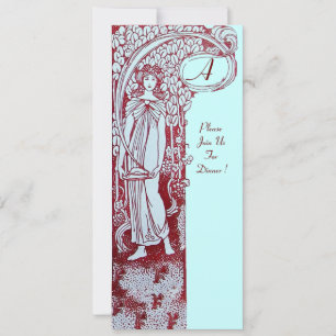 RESTAURANT MENU MONOGRAM Blue Brown Dinner,Brunch Invitation