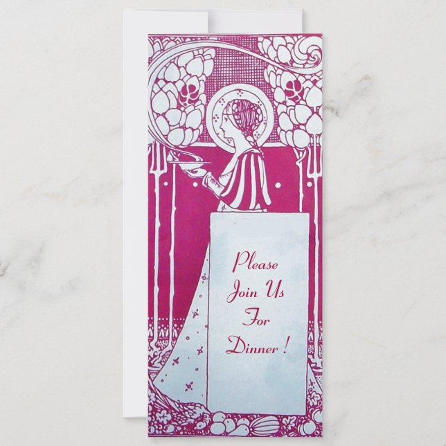 RESTAURANT MENU MONOGRAM Pink White Dinner,Brunch Invitation (Front)