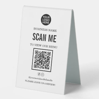 Restaurant Menu QR Code Business Logo  Table Tent