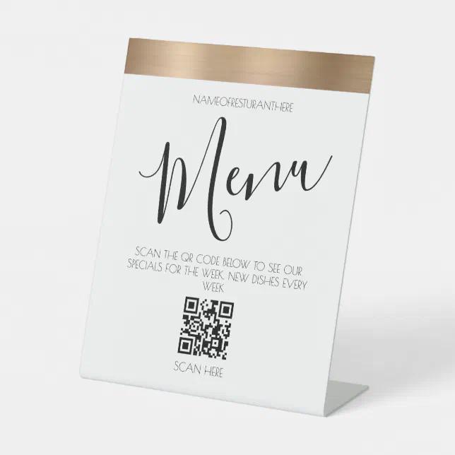 Restaurant menu QR code table Pedestal Sign | Zazzle