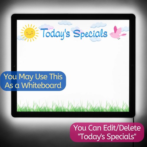 Restaurant Menu Whiteboard Todays Specials Cute LED Sign