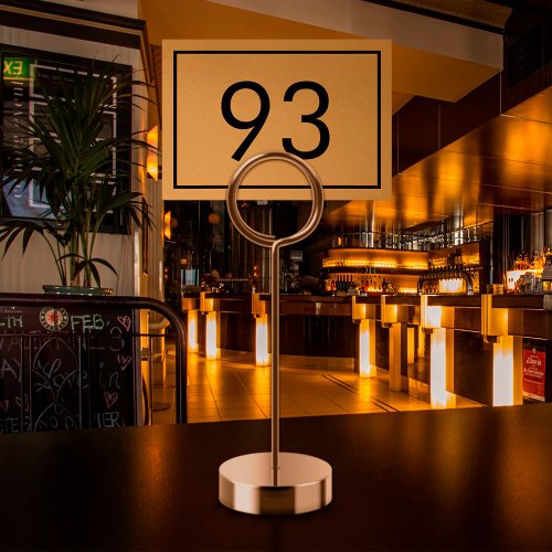 Restaurant Minimalist Black Gold Foil Lettering Table Number