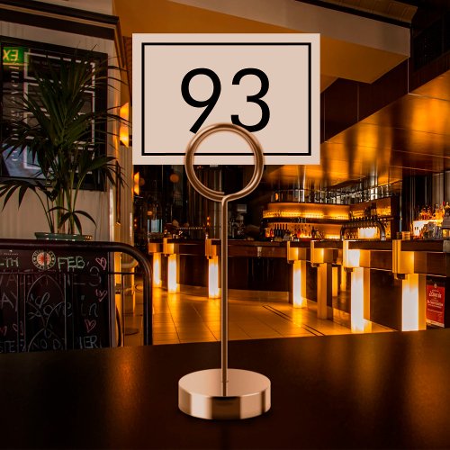 Restaurant Minimalist Black White Rectangle Table Number