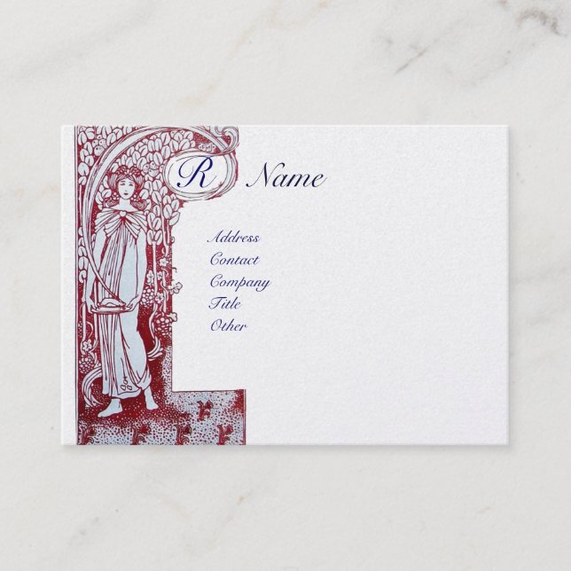 RESTAURANT MONOGRAM 2 red,silver platinum metallic Business Card (Front)