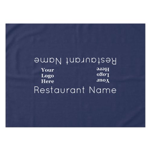 Restaurant Name Dark Blue and White Your Logo Here Tablecloth