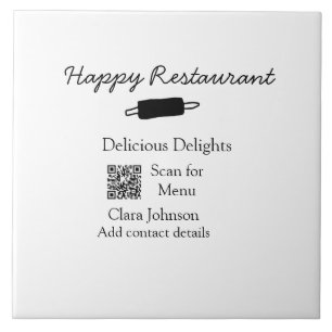 Restaurant name scan QR menu add contact details n Ceramic Tile