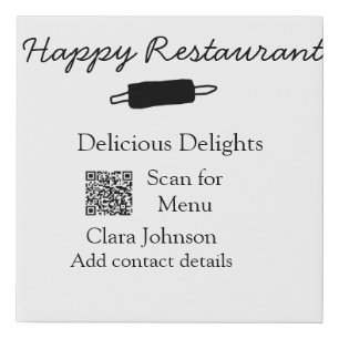 Restaurant name scan QR menu add contact details n Faux Canvas Print