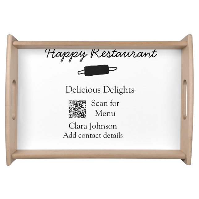 Restaurant name scan QR menu add contact details n Serving Tray (Front)
