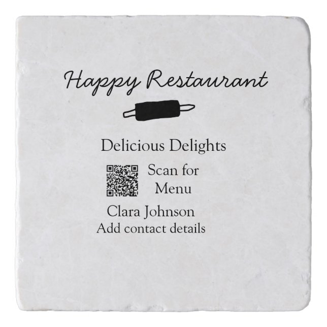 Restaurant name scan QR menu add contact details n Trivet (Front)