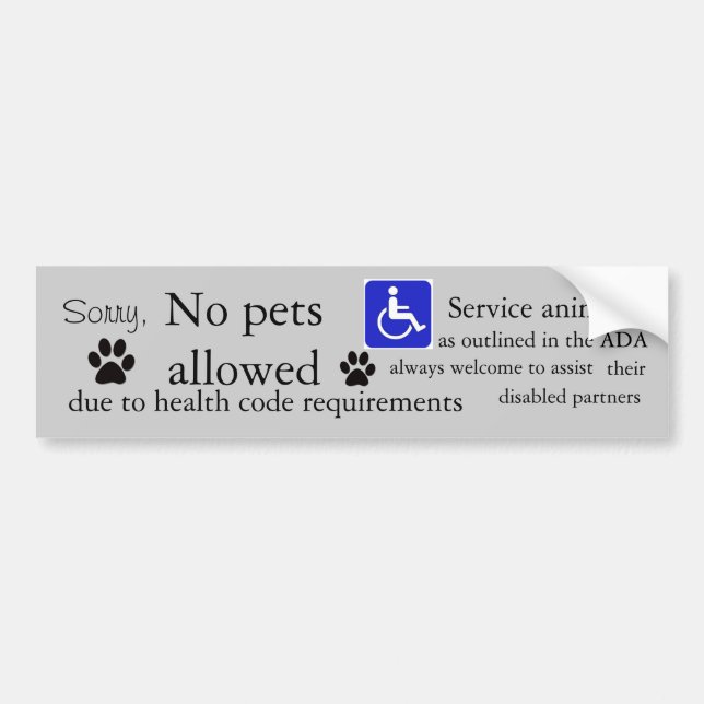 Restaurant no pets sign grey bumper sticker (Front)