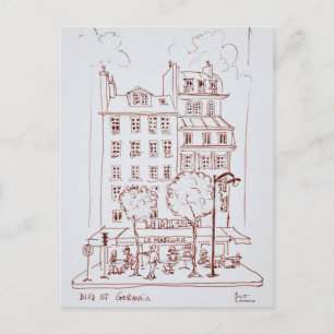 Restaurant on Boulevard Saint-Germain, Paris Postcard
