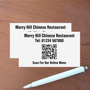 Restaurant Online Menu QR Code Business Card