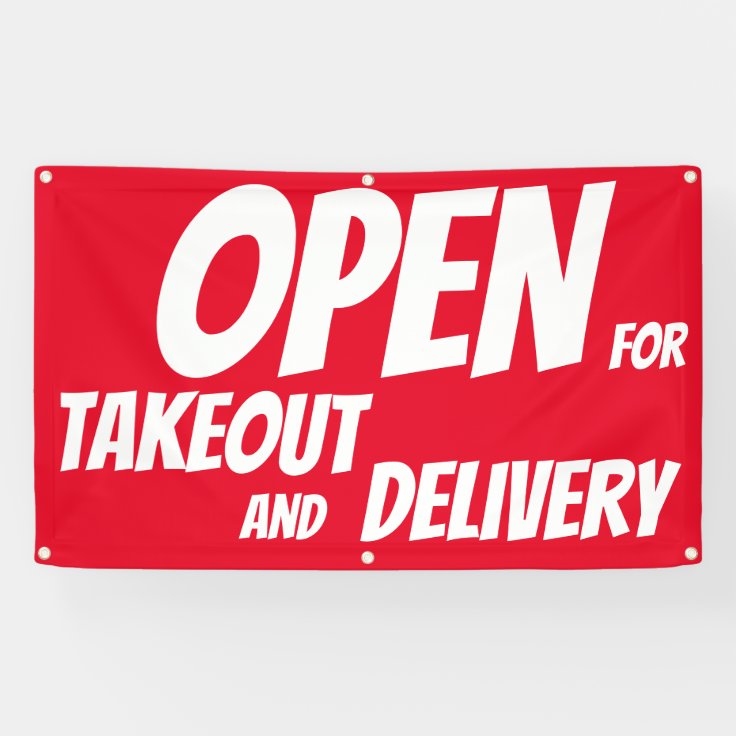 Restaurant OPEN for Takeout Delivery Sign Banner Zazzle