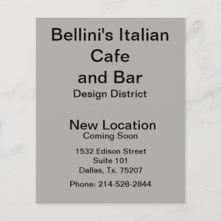 Restaurant Opening, New Location Flyer