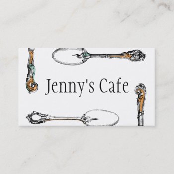 Restaurant Or Cafe Business Card  Antique Cutlery Business Card by megnomad at Zazzle