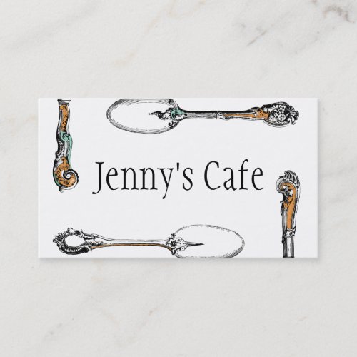 restaurant or cafe business card antique cutlery business card
