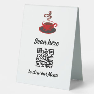 Restaurant or Coffee Shop Contactless QR Code Menu Table Tent