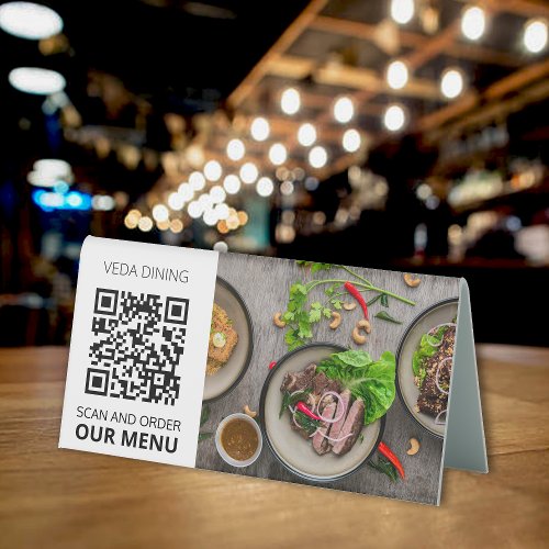 Restaurant Photo Scan Order Menu QR Code Card  Table Tent Sign