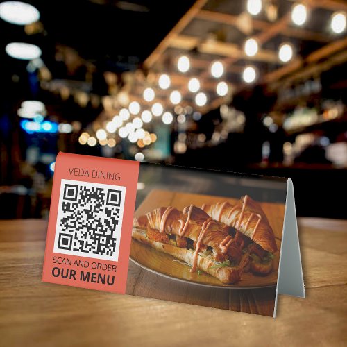 Restaurant Photo Scan Order Menu QR Code Card Table Tent Sign