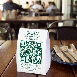 Restaurant QR Code for Menu Daily Specials Paper Table Tent