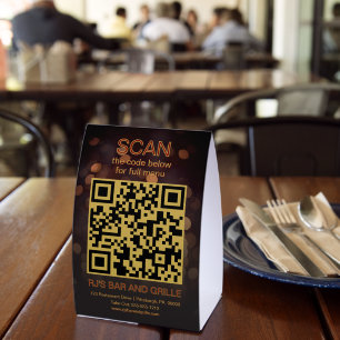 Restaurant QR Code for Menu Daily Specials Paper Table Tent