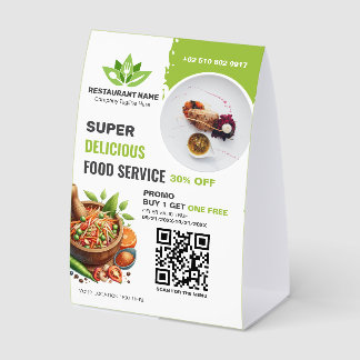 Restaurant QR Code Menu Custom Logo Food Photo Tab Paper Table Tent